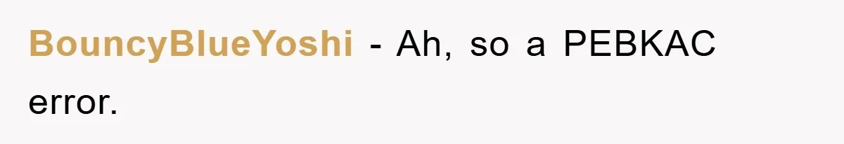 BouncyBlueYoshi − Ah, so a PEBKAC error.