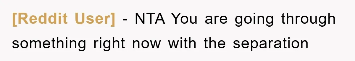 [Reddit User] − NTA You are going through something right now with the separation