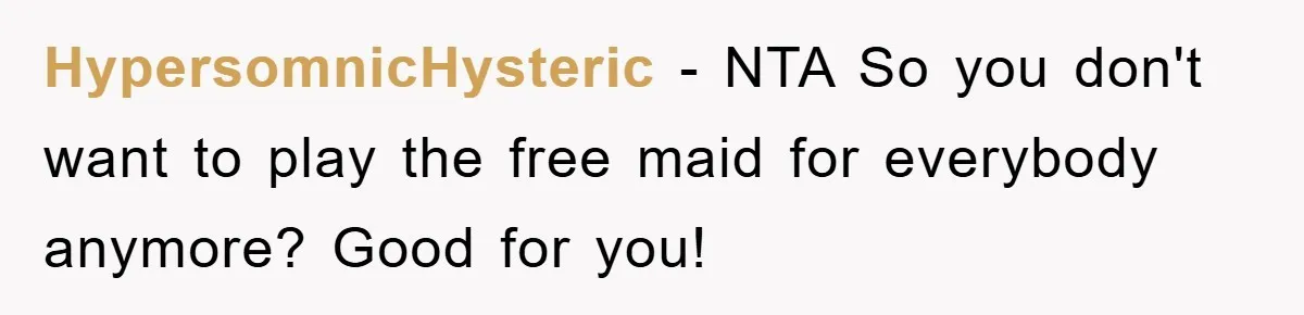 HypersomnicHysteric − NTA So you don't want to play the free maid for everybody anymore? Good for you!