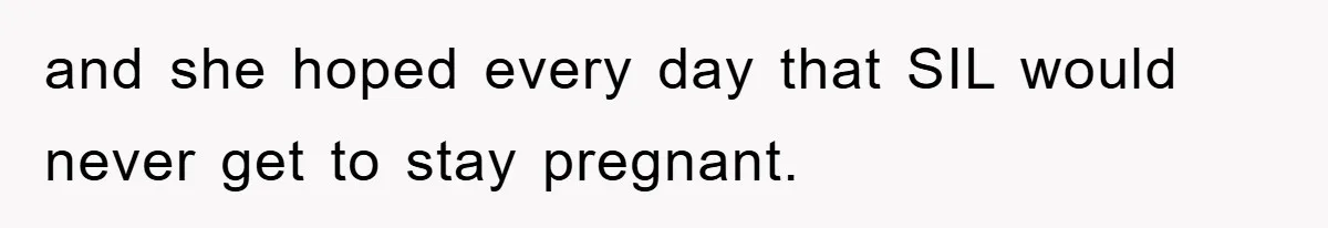 and she hoped every day that SIL would never get to stay pregnant.