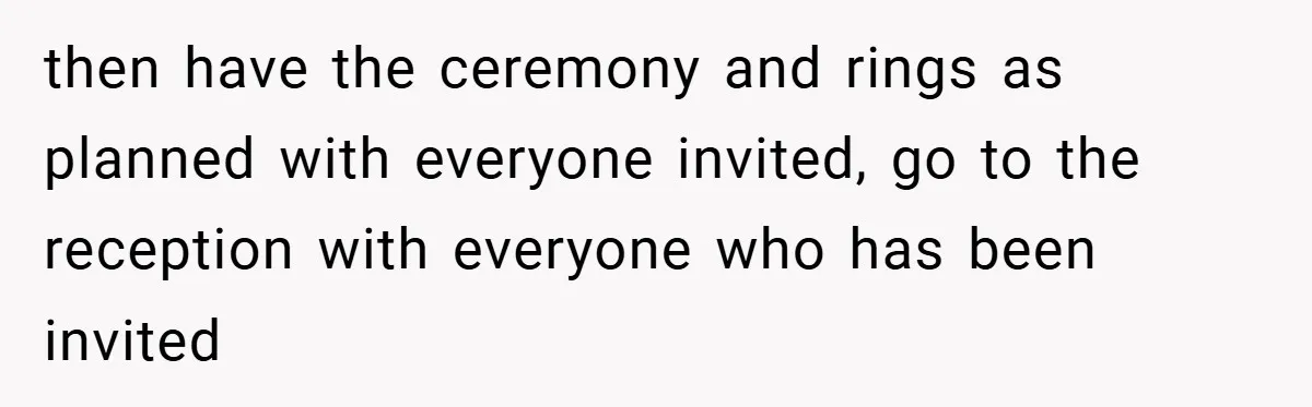 then have the ceremony and rings as planned with everyone invited, go to the reception with everyone who has been invited