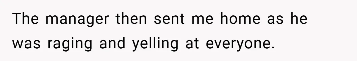 The manager then sent me home as he was raging and yelling at everyone.