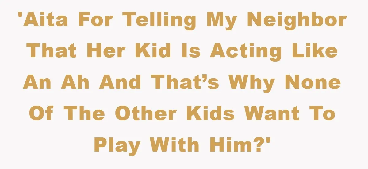 'AITA for telling my neighbor that her kid is acting like an AH and that’s why none of the other kids want to play with him?'