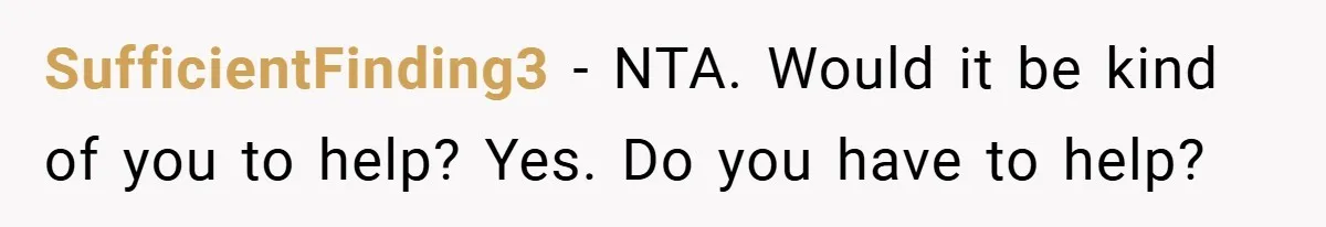 SufficientFinding3 − NTA. Would it be kind of you to help? Yes. Do you have to help?