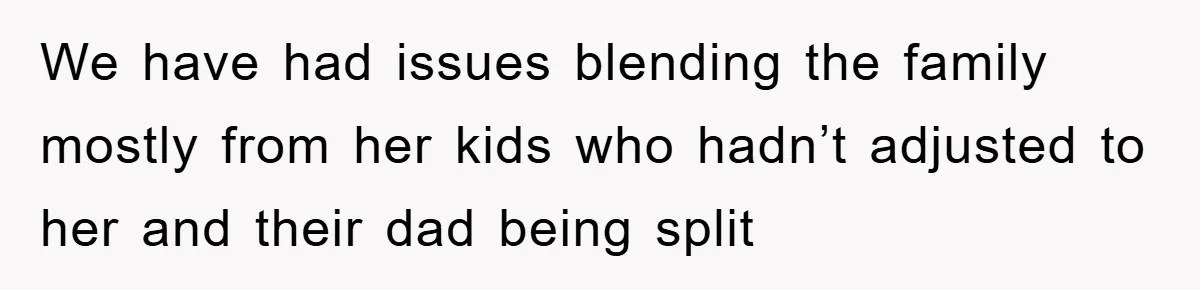 We have had issues blending the family mostly from her kids who hadn’t adjusted to her and their dad being split