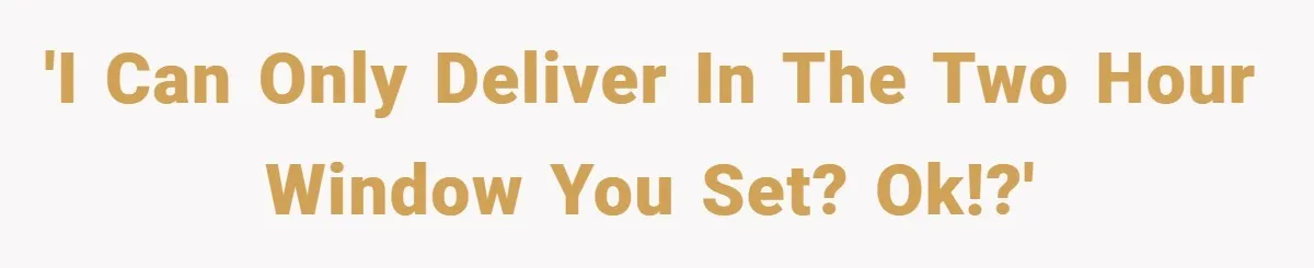 'I can Only Deliver in the Two Hour Window You Set? OK!?'