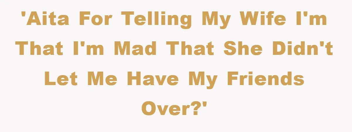 'AITA for telling my wife I'm that I'm mad that she didn't let me have my friends over?'