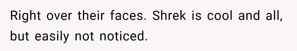 Right over their faces. Shrek is cool and all, but easily not noticed.