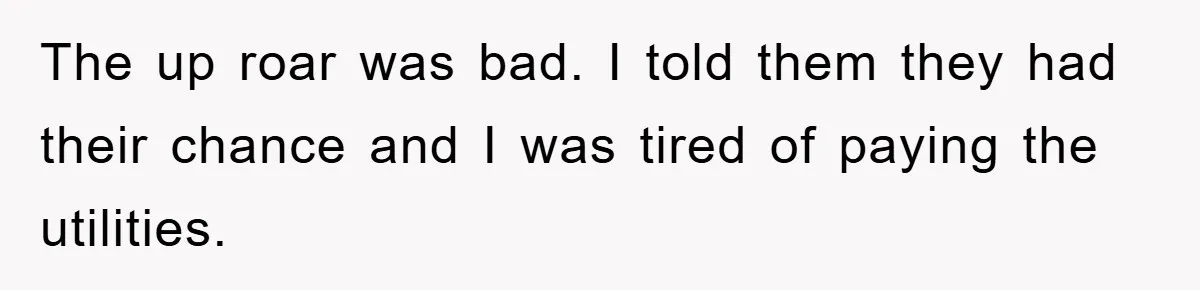 The up roar was bad. I told them they had their chance and I was tired of paying the utilities.