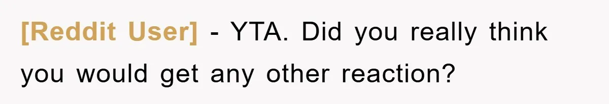[Reddit User] − YTA. Did you really think you would get any other reaction?