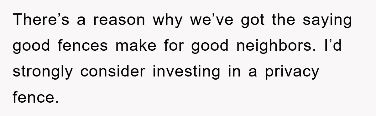 There’s a reason why we’ve got the saying good fences make for good neighbors. I’d strongly consider investing in a privacy fence.