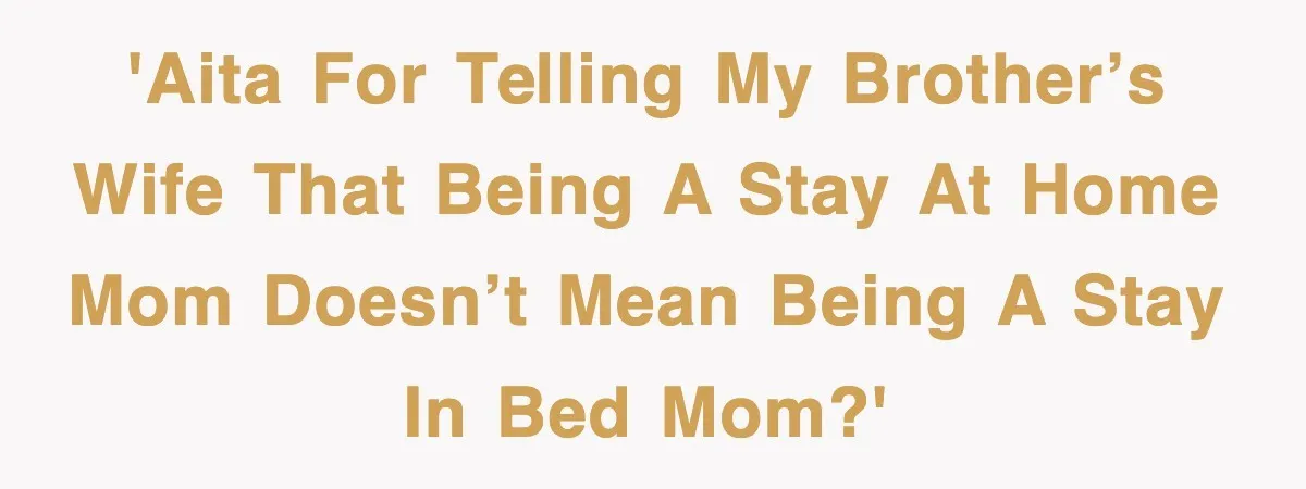'AITA for telling my brother’s wife that being a stay at home mom doesn’t mean being a stay in bed mom?'
