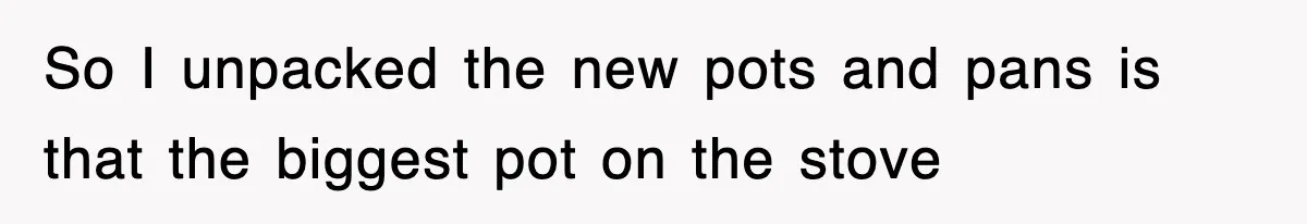 So I unpacked the new pots and pans is that the biggest pot on the stove