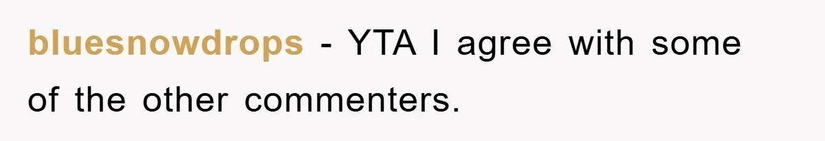 bluesnowdrops − YTA I agree with some of the other commenters.