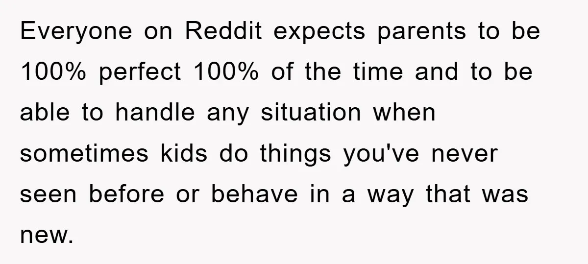 Everyone on Reddit expects parents to be 100% perfect 100% of the time and to be able to handle any situation when sometimes kids do things you've never seen before...