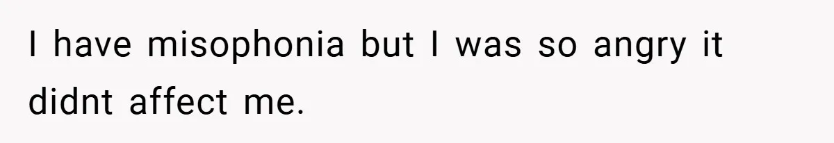 I have misophonia but I was so angry it didnt affect me.