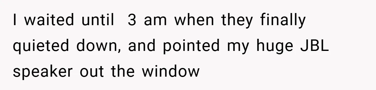 I waited until  3 am when they finally quieted down, and pointed my huge JBL speaker out the window