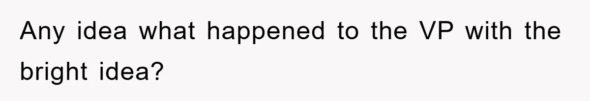 Any idea what happened to the VP with the bright idea?