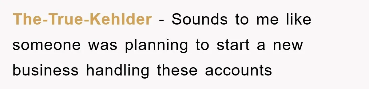 The-True-Kehlder − Sounds to me like someone was planning to start a new business handling these accounts