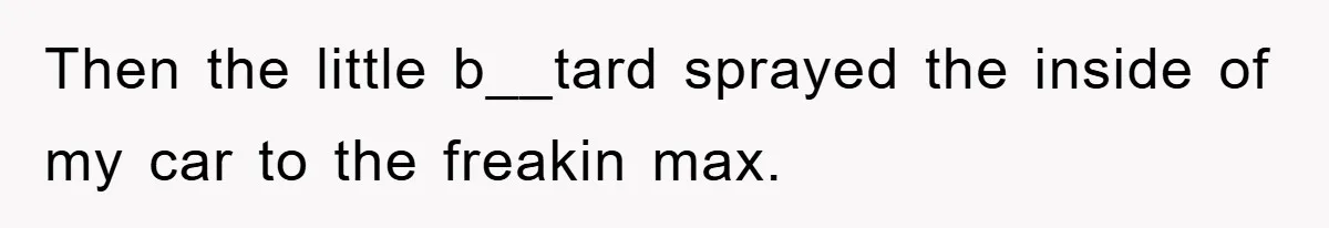Then the little b__tard sprayed the inside of my car to the freakin max.