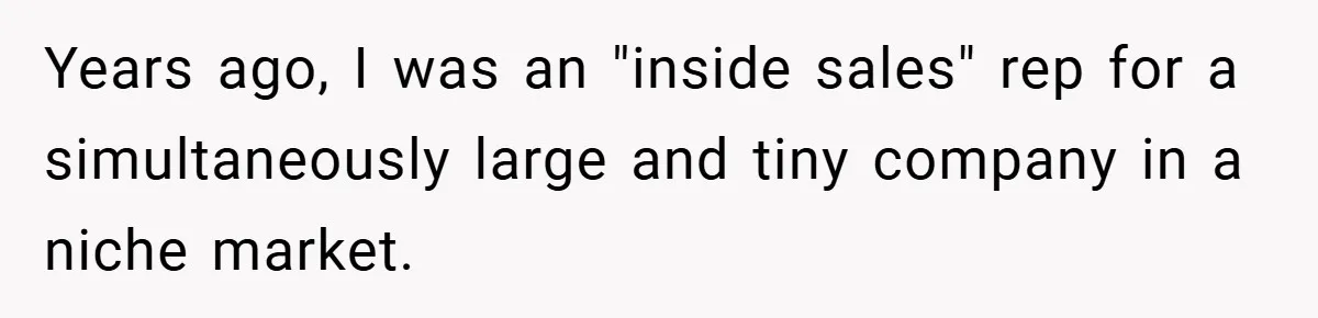 Years ago, I was an "inside sales" rep for a simultaneously large and tiny company in a niche market.