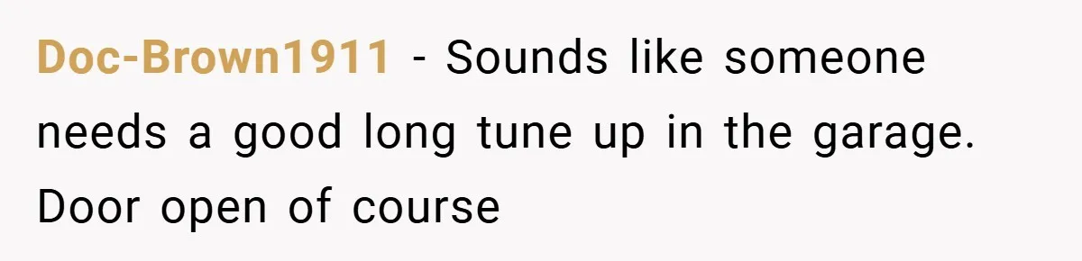 Motorcycle Rider’s ‘Revenge’ On Karen Who Tried To Block Him Leaves The Whole Neighborhood Suffering Doc-Brown1911 − Sounds like someone needs a good long tune up in the garage. Door open of course