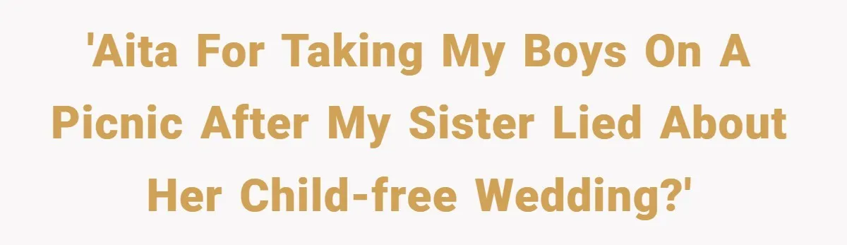 'AITA For taking my boys on a picnic after my sister lied about her child-free wedding?'
