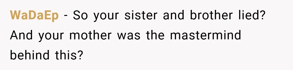 WaDaEp − So your sister and brother lied? And your mother was the mastermind behind this?