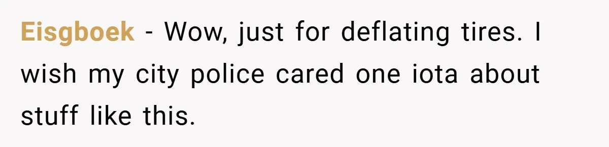 Eisgboek − Wow, just for deflating tires. I wish my city police cared one iota about stuff like this.