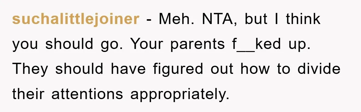 Family Drama Erupts When Sister Chooses Not To Attend Brother’s Funeral After A Lifetime Of Neglect suchalittlejoiner − Meh. NTA, but I think you should go. Your parents f__ked up. They should have figured out how to divide their attentions appropriately.