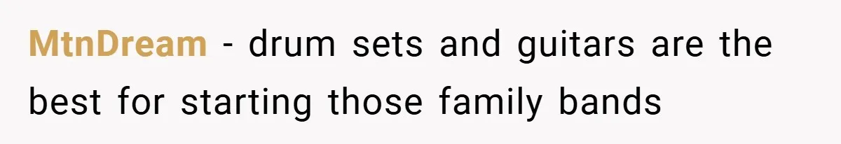 Brother And Sister-In-Law Told To Buy Expensive Gifts For Christmas, So They Bought The Most Annoying Toys Instead MtnDream − drum sets and guitars are the best for starting those family bands