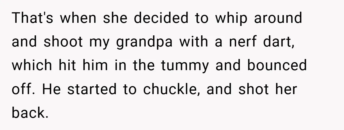 Brother And Sister-In-Law Told To Buy Expensive Gifts For Christmas, So They Bought The Most Annoying Toys Instead That's when she decided to whip around and shoot my grandpa with a nerf dart, which hit him in the tummy and bounced off. He started to chuckle, and shot...