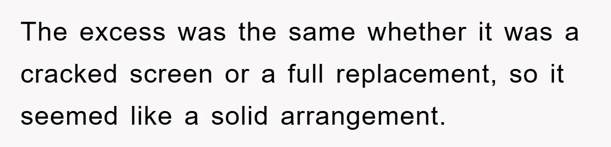 The excess was the same whether it was a cracked screen or a full replacement, so it seemed like a solid arrangement.