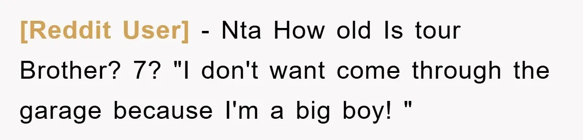[Reddit User] − Nta How old Is tour Brother? 7? "I don't want come through the garage because I'm a big boy! "
