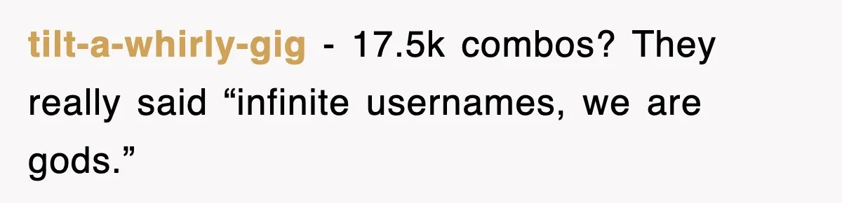 tilt-a-whirly-gig − 17.5k combos? They really said “infinite usernames, we are gods.”