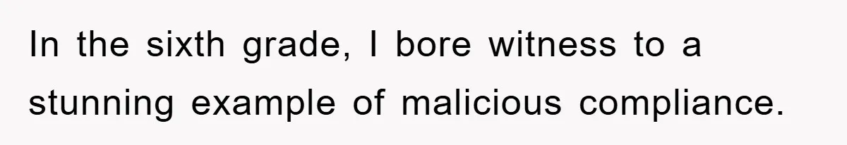 In the sixth grade, I bore witness to a stunning example of malicious compliance.