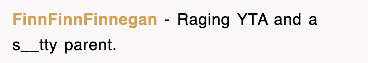 FinnFinnFinnegan - Raging YTA and a s__tty parent.