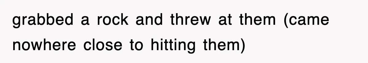 Rude Neighbor Destroyed Woman's Property, So She Sold The Land Just To Make Her Miserable Forever grabbed a rock and threw at them (came nowhere close to hitting them)