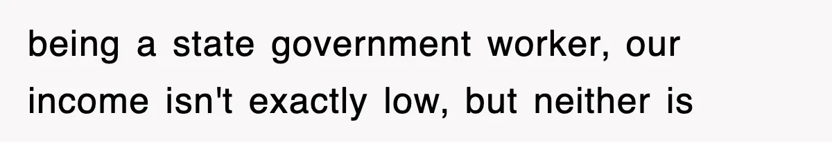 being a state government worker, our income isn't exactly low, but neither is