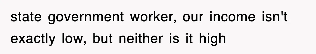 state government worker, our income isn't exactly low, but neither is it high