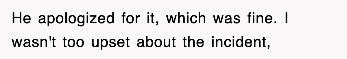 He apologized for it, which was fine. I wasn't too upset about the incident,