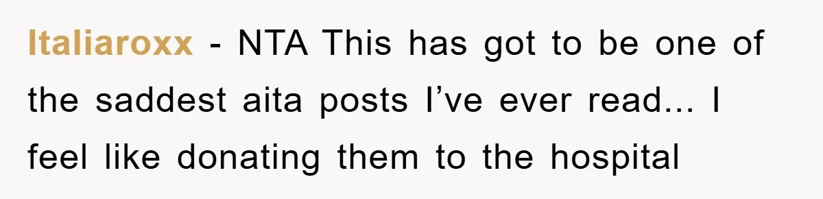 Italiaroxx - NTA This has got to be one of the saddest aita posts I’ve ever read... I feel like donating them to the hospital