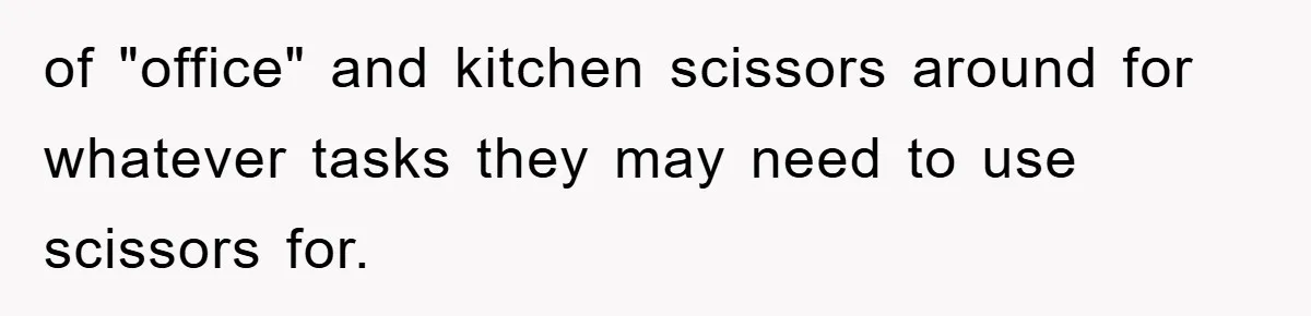 of "office" and kitchen scissors around for whatever tasks they may need to use scissors for.