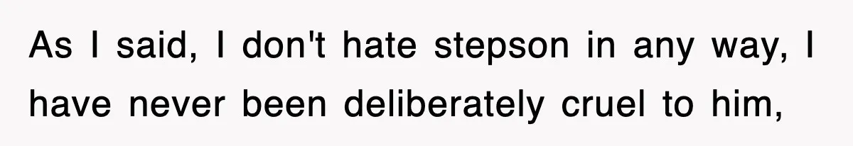 Stepmom Refuses To Take Her Husband’s Son On Vacation, Then Learns A Hard Truth As I said, I don't hate stepson in any way, I have never been deliberately cruel to him,