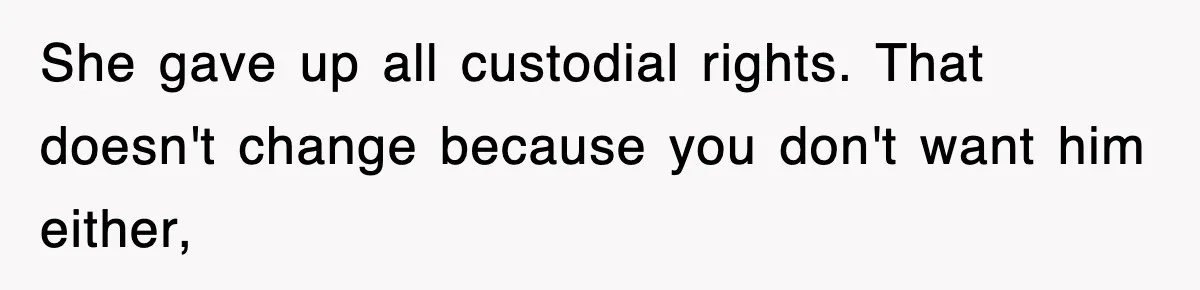 Stepmom Refuses To Take Her Husband’s Son On Vacation, Then Learns A Hard Truth She gave up all custodial rights. That doesn't change because you don't want him either,