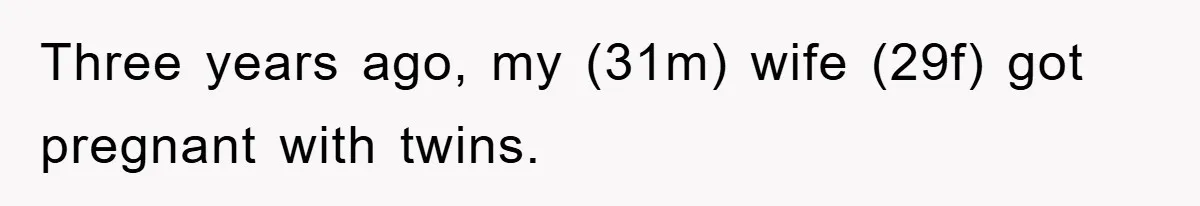 Three years ago, my (31m) wife (29f) got pregnant with twins.