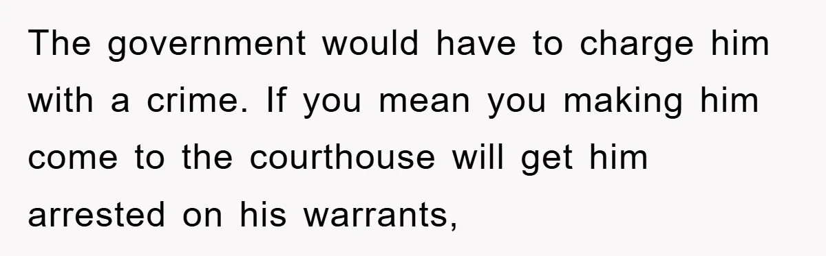 The government would have to charge him with a crime. If you mean you making him come to the courthouse will get him arrested on his warrants,