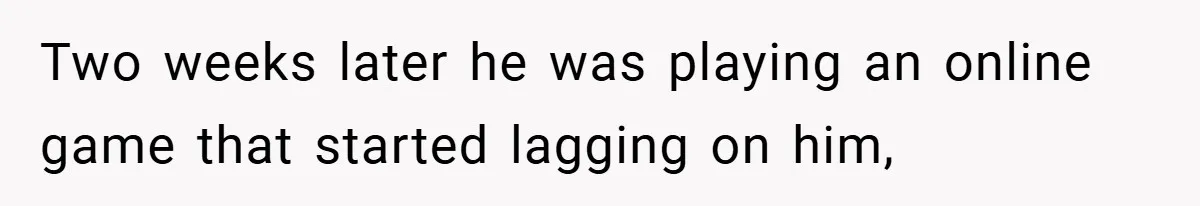 Two weeks later he was playing an online game that started lagging on him,