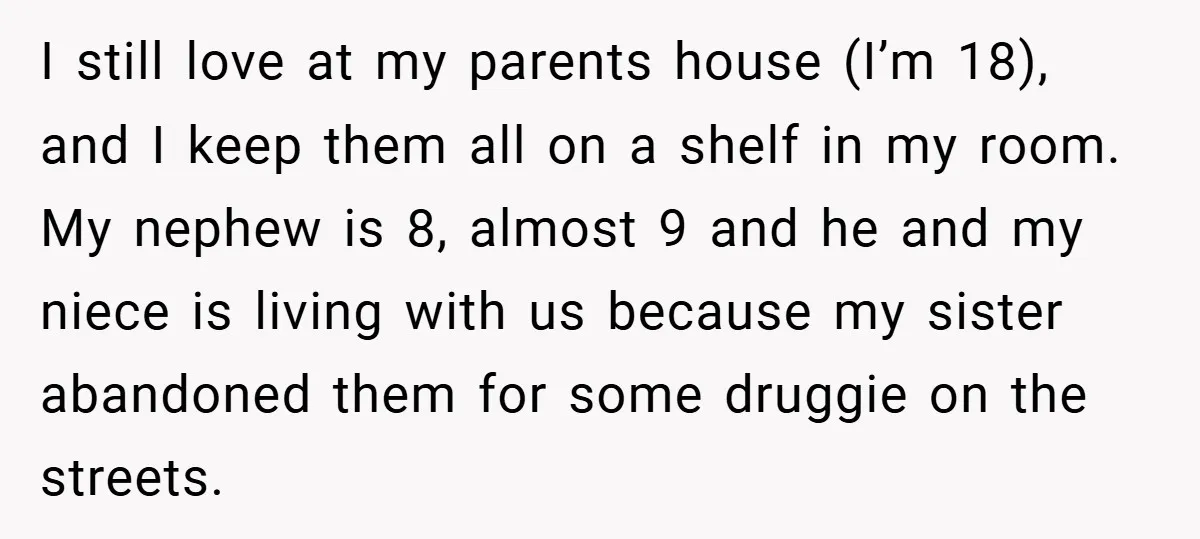 I still love at my parents house (I’m 18), and I keep them all on a shelf in my room. My nephew is 8, almost 9 and he and my...