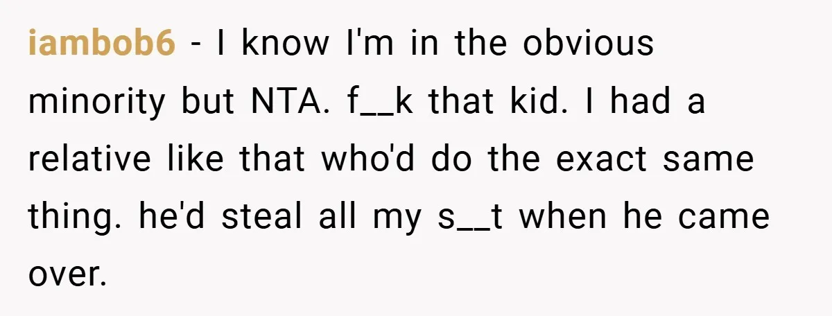 iambob6 − I know I'm in the obvious minority but NTA. f__k that kid. I had a relative like that who'd do the exact same thing. he'd steal all my...